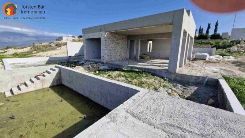 Kalamaki Kreta, Kalamaki ebenerdige Villa im Rohbau mit Panorama-Meerblick Haus kaufen